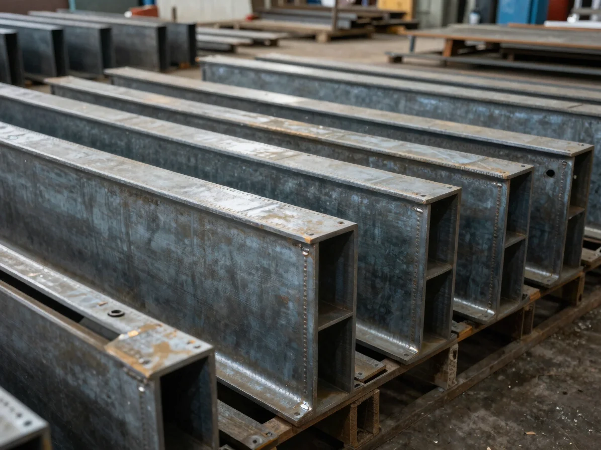 Industrial documentary photograph of fabricated steel containers